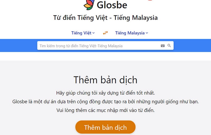 Dịch tiếng Việt sang tiếng Malaysia bằng Website Glosbe